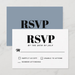 Simple Dusty Blue Modern Minimalist RSVP Card