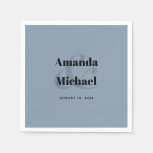Simple Dusty Blue Modern Minimalist Wedding Napkin