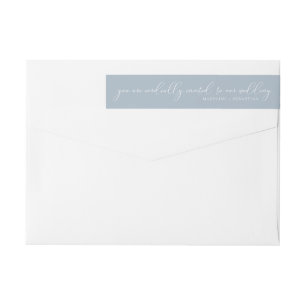 Simple Dusty Blue Modern Minimalist Wedding Script Wrap Around Label