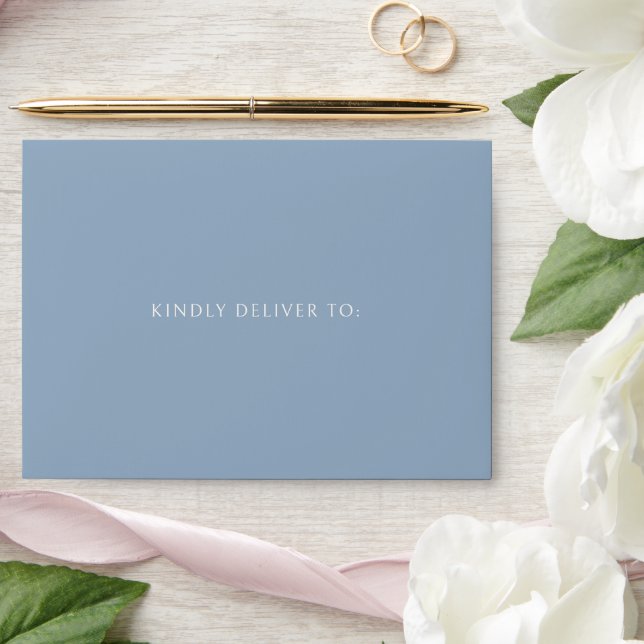 Simple Dusty Blue Modern Wedding Envelope (Wedding)