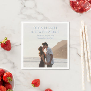 Simple Dusty Blue Modern Wedding Napkin