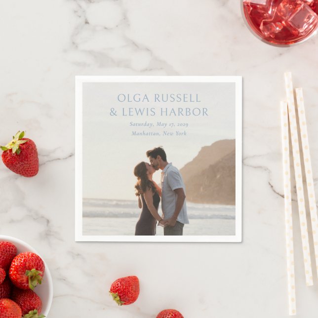 Simple Dusty Blue Modern Wedding Napkin (Insitu)