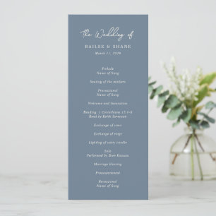 Simple Dusty Blue Modern Wedding Programme