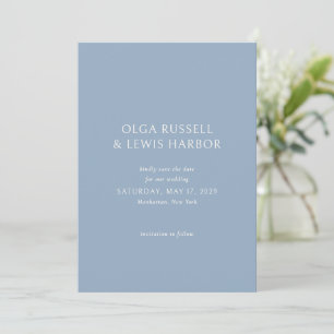 Simple Dusty Blue Modern Wedding Save The Date