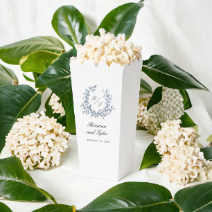 Simple Dusty Blue Monogram Crest Wedding Favour Box