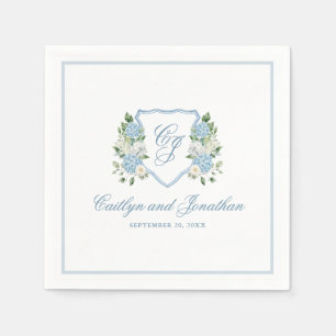 Simple Dusty Blue Monogram Crest Wedding Napkin