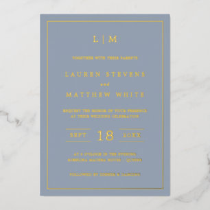 Simple Dusty Blue Monogram Elegant Wedding
