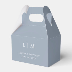 Simple Dusty Blue Monogram Elegant Wedding Favour Box