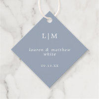 Simple Dusty Blue Monogram Elegant Wedding