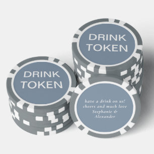 Simple Dusty Blue Newlywed Wedding Drink Token