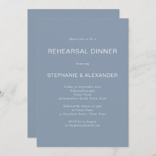 Simple Dusty Blue Rehearsal Dinner Invitation