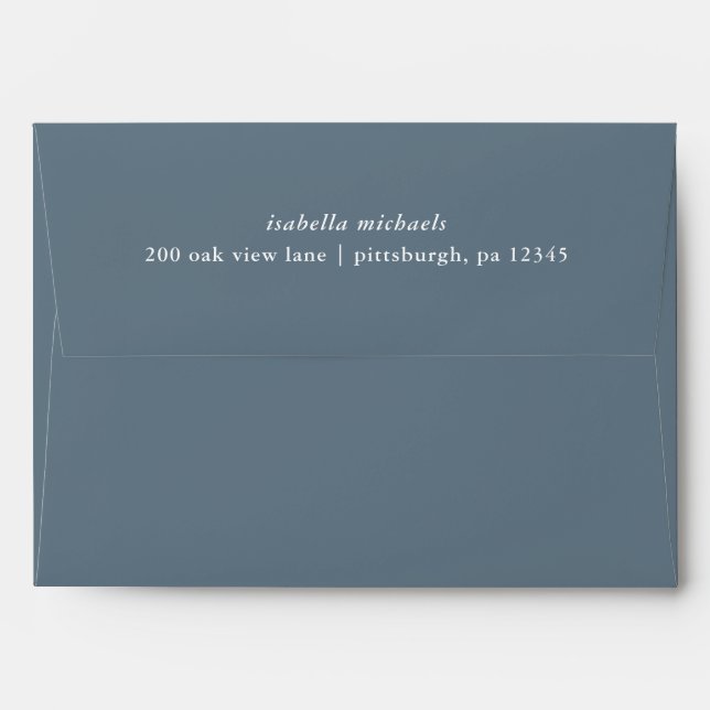 Simple Dusty Blue Return Name and Address Wedding Envelope (Back (Top Flap))