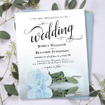 Simple Dusty Blue Rose BUDGET Wedding Invitation<br><div class="desc">This simple yet beautiful budget wedding invitation features an elegant design with a single long stemmed dusty blue or pale powder blue coloured rose and elegant script calligraphy. With a low affordable price,  this invite is the perfect solution for elegance and grace without breaking the bank.</div>