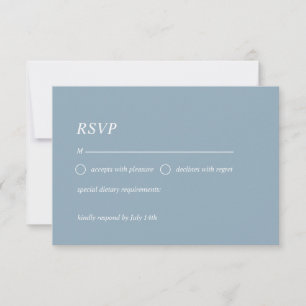 Simple dusty blue RSVP card