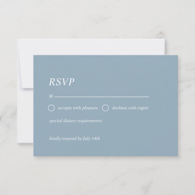 Simple dusty blue RSVP card (Front)