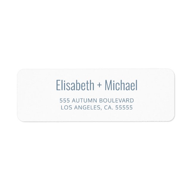 Simple dusty blue script wedding return address (Front)