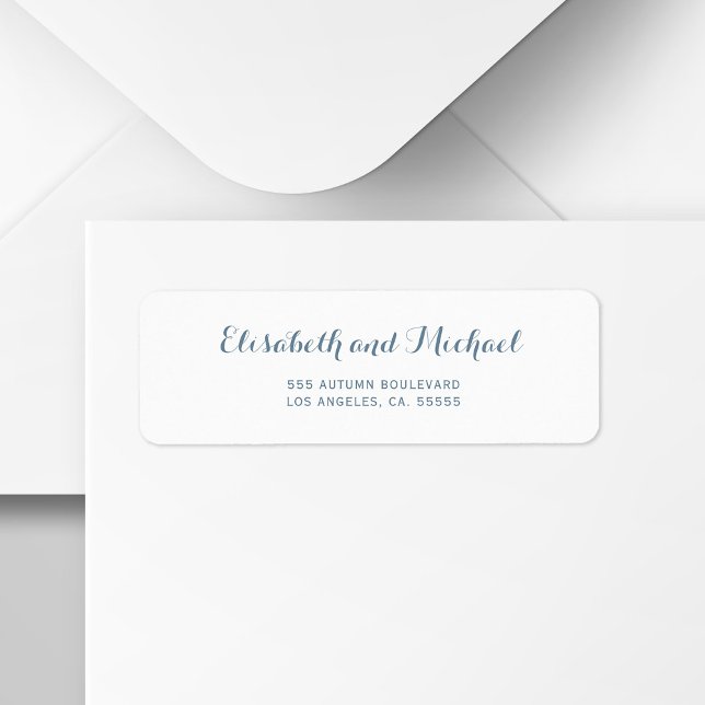 Simple dusty blue script wedding return address (Creator Uploaded)