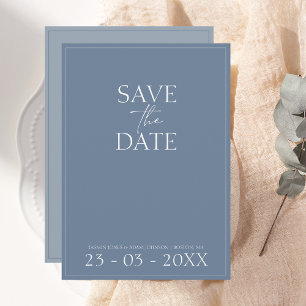 Simple Dusty Blue Script Wedding Save the Date