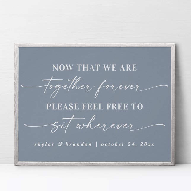 Simple Dusty Blue Seating Wedding Ceremony Sign (Creator Uploaded)