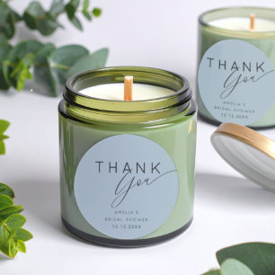 Simple Dusty Blue Thank You Bridal Shower  Classic Round Sticker