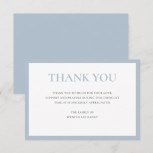 Simple Dusty Blue Traditional Sympathy Funeral Tha Thank You Card