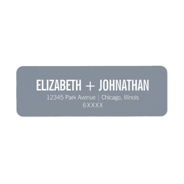 Simple Dusty Blue Typography Wedding Address (Front)