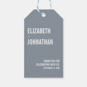 Simple Dusty Blue Typography Wedding Gift Tags