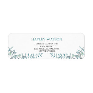 Simple Dusty Blue Watercolor Foliage Wedding