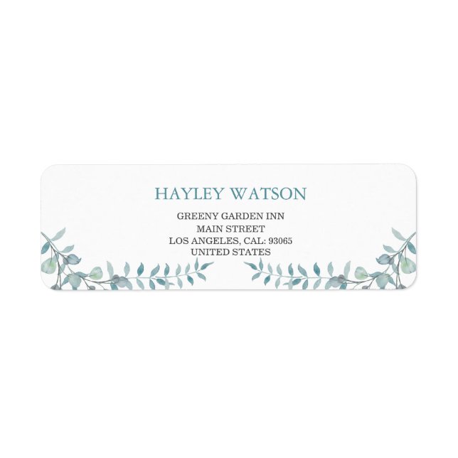 Simple Dusty Blue Watercolor Foliage Wedding (Front)