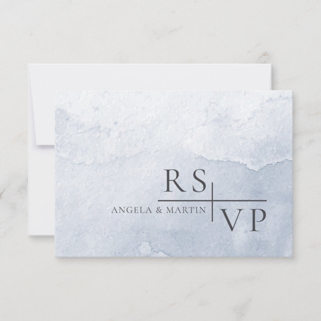 Simple Dusty Blue Watercolor  RSVP Card (Front)