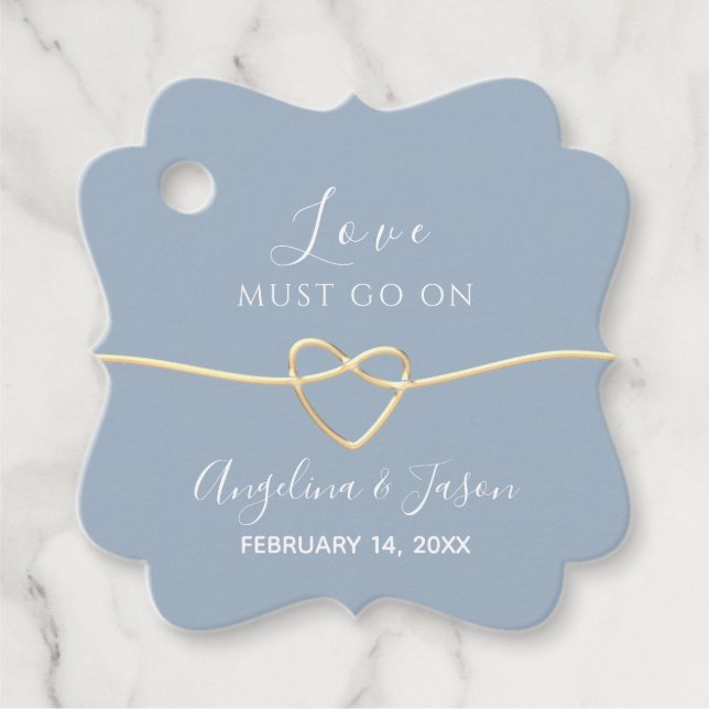 Simple Dusty Blue Wedding Favour Tags (Front)