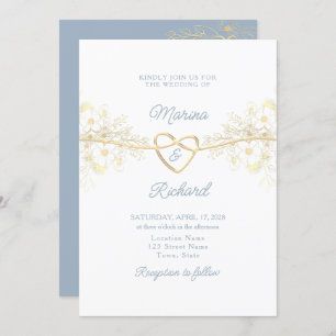 Simple Dusty Blue Wedding Invitation