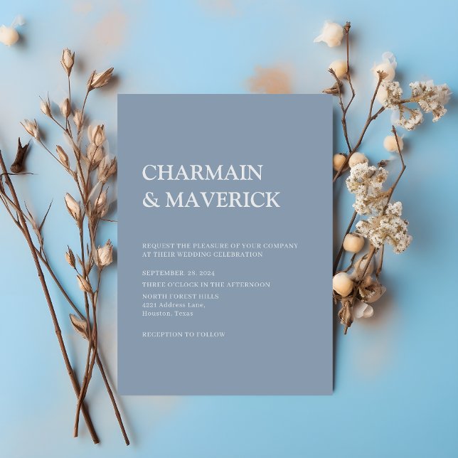Simple Dusty Blue Wedding Invitation (Creator Uploaded)
