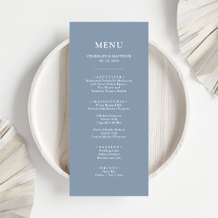 Simple Dusty Blue Wedding Menu