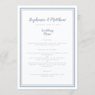 Simple Dusty Blue Wedding Menu Framed Chic