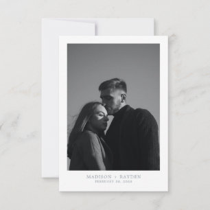 Simple Dusty Blue Wedding Photo Thank you Card