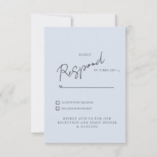 Simple Dusty Blue Wedding RSVP Dinner & Dancing Card