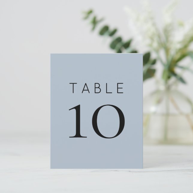Simple Dusty Blue Wedding Table Number (Standing Front)