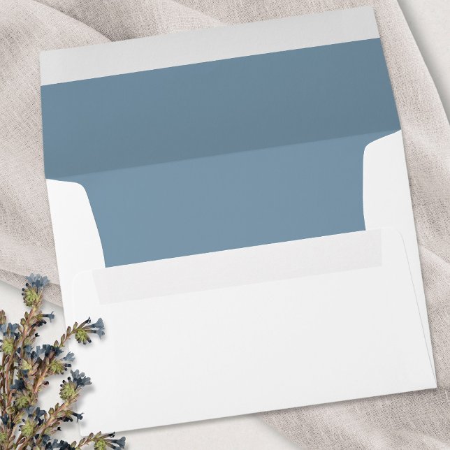 Simple Dusty Blue White Wedding Modern Minimalist Envelope (Creator Uploaded)