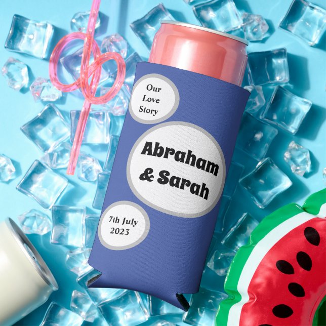 Simple - Dusty Blue & White - Wedding  Seltzer Can Cooler (In Situ Summer)