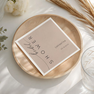 Simple Dusty Peach Bridal Shower Napkin