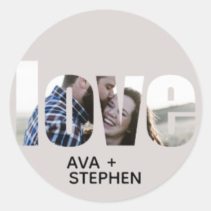 Simple Dusty Pink Photo Wedding Classic Round Sticker