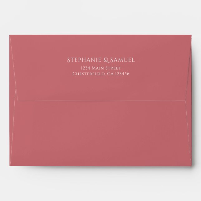 Simple Dusty Pink Wedding Return Address Envelope (Back (Top Flap))