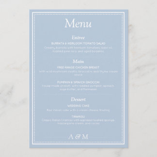 Simple Dusty Powder Blue Minimal Elegant Wedding  Menu