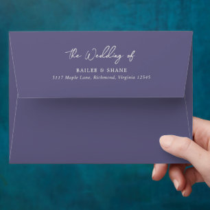 Simple Dusty Purple Modern Wedding Envelope