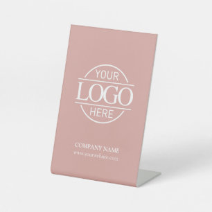 Simple Dusty Rose Corporate Company Business Logo Pedestal Sign