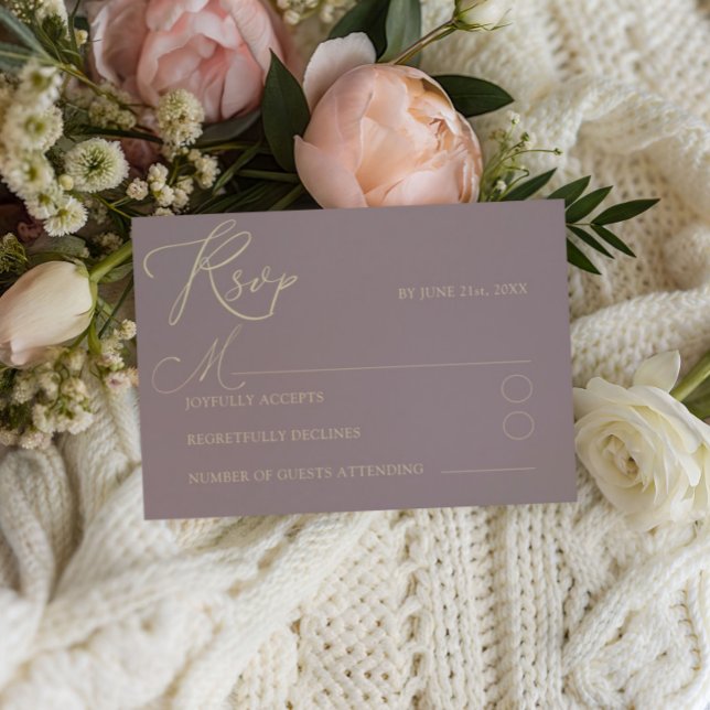 Simple Dusty Rose & Gold Typography RSVP Wedding (Creator Uploaded)