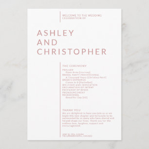 Simple Dusty Rose Isolated Names Wedding Ceremony Programme