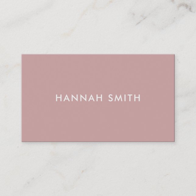 Simple Dusty Rose Modern Minimalist Business Card (Front)