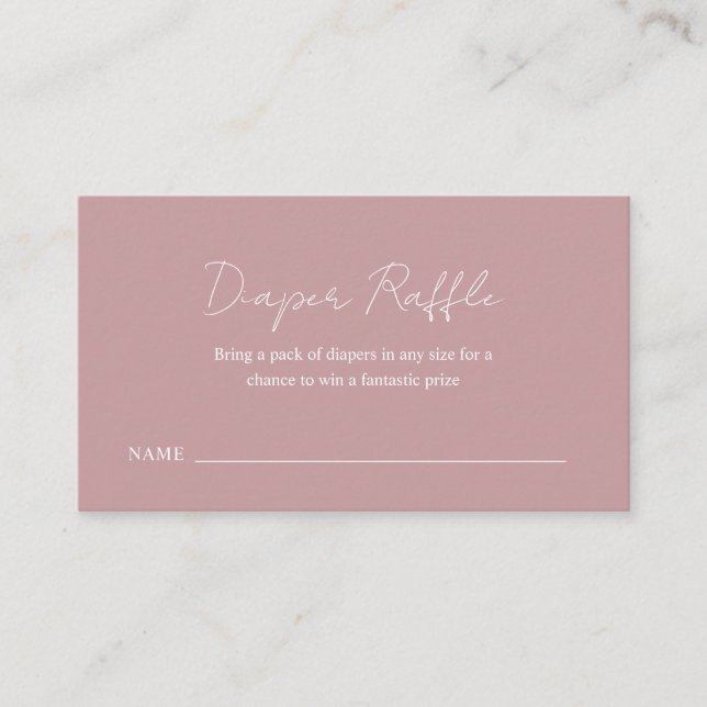 Simple Dusty Rose Pink Baby Shower Diaper Raffle Enclosure Card (Front)